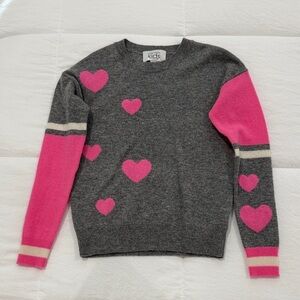 Autumn Cashmere Grey  and Pink Heart Sweater
